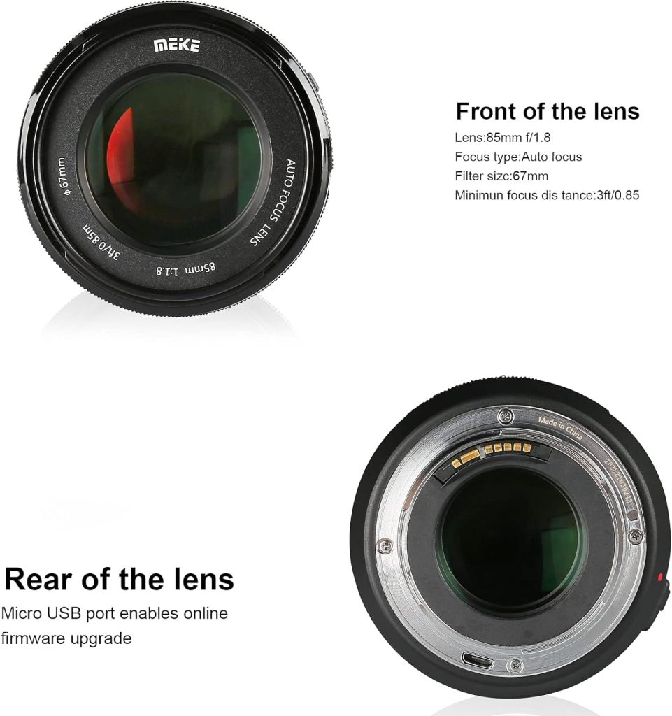 Meike 85mm f1.8 Large Aperture Full Frame Auto Focus Telephoto Lens for Canon EOS EF Mount Digital SLR Camera Compatible with APS C Bodies Such as 1D 5D3 5D4 6D 7D 70D 550D 80D